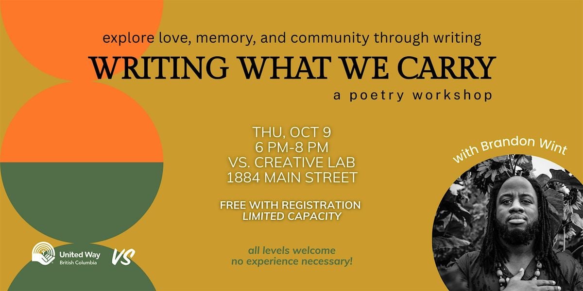 Writing What We Carry: A Poetry Workshop with Brandon Wint, 9 October | Event in Vancouver | AllEvents