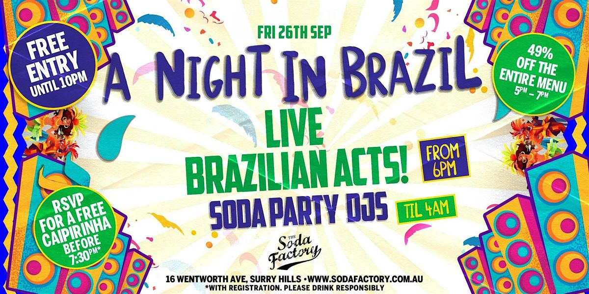 FREE DRINK - A Night In Brazil, 26 September | Event in Surry Hills | AllEvents