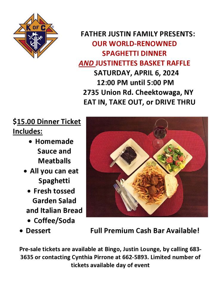 Father Justin Annual Spaghetti Dinner and Basket Raffle, 2735 Union Rd