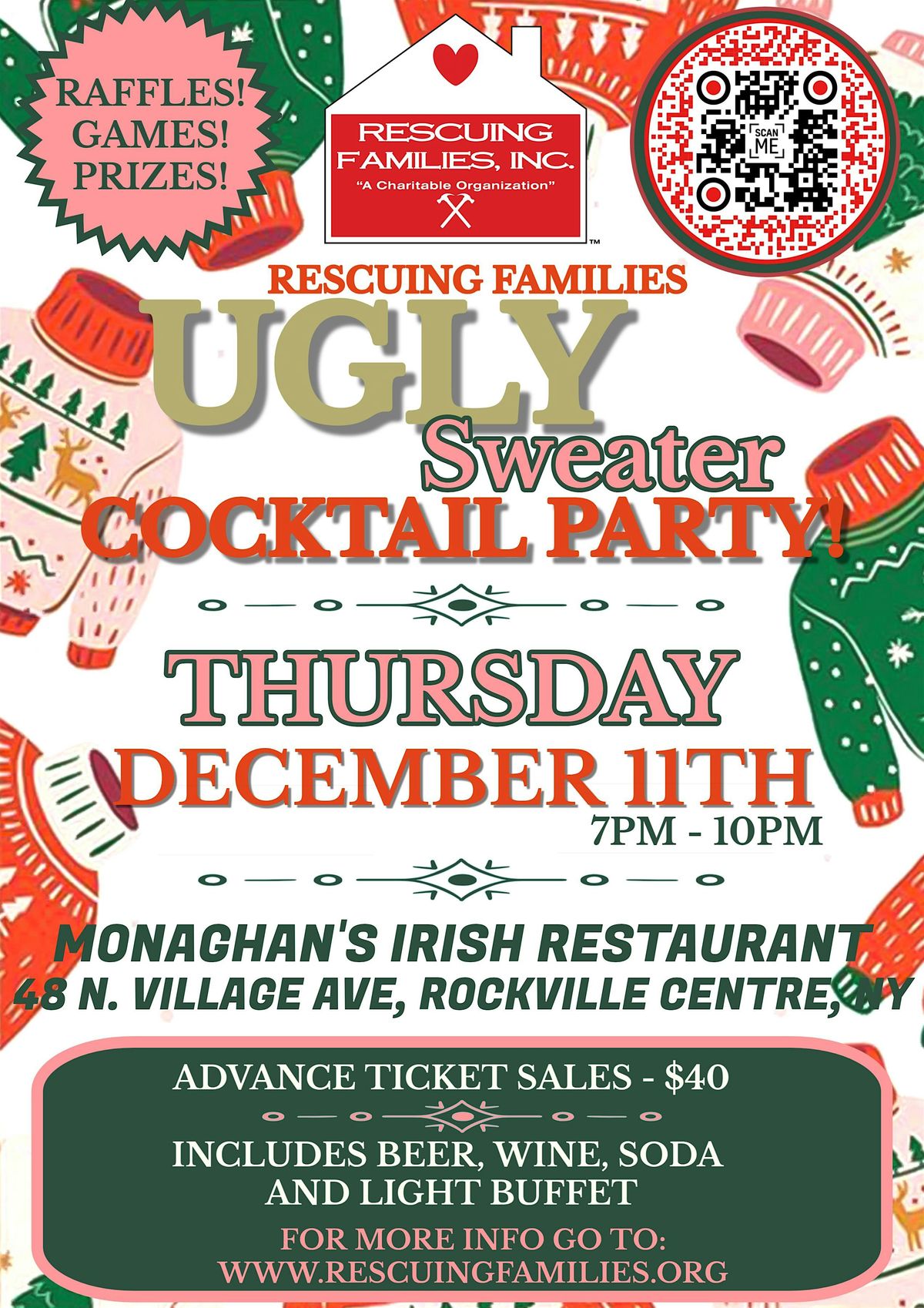 Rescuing Families Ugly Sweater Cocktail Party, 11 December | Event in Rockville Centre | AllEvents