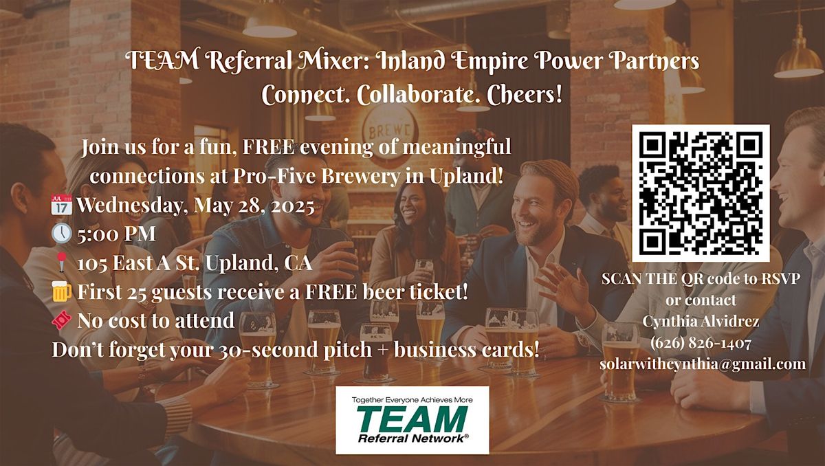 Inland Empire Power Partners Business Mixer at Pro-Five Brewery, 28 May | Event in Upland | AllEvents