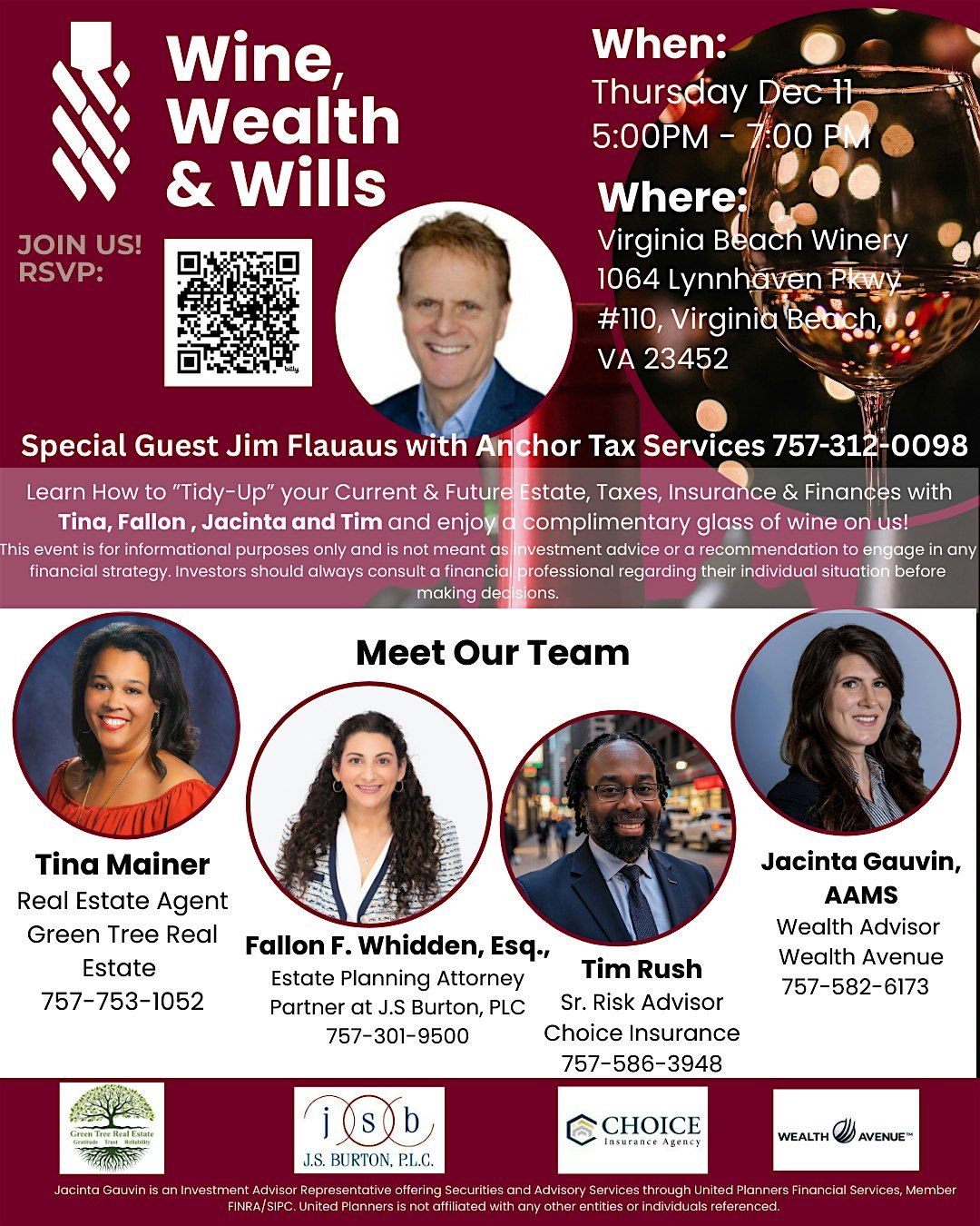 Wine, Wealth & Wills End of Year 2025, 11 December | Event in Virginia Beach | AllEvents