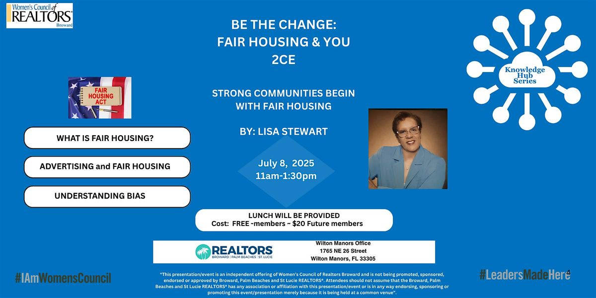 WCR Broward - Knowledge Hub Series -Fair Housing & You- 2 CE Credits | Event in Fort Lauderdale | AllEvents