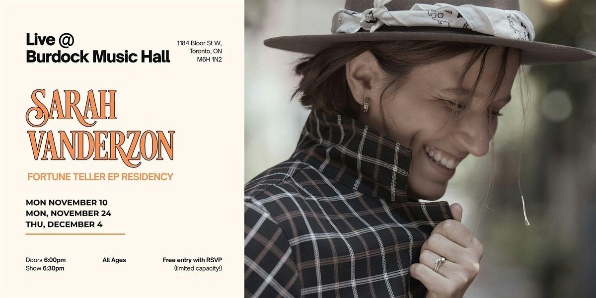 Sarah Vanderzon Live | Fortune Teller EP Residency | Event in Toronto | AllEvents