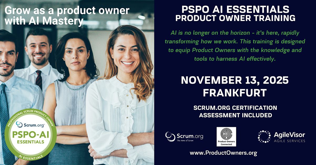 Product Owner - AI Essentials (PSPO-AIE). A Scrum.org Certified Training., 13 November | Event in Frankfurt am Main