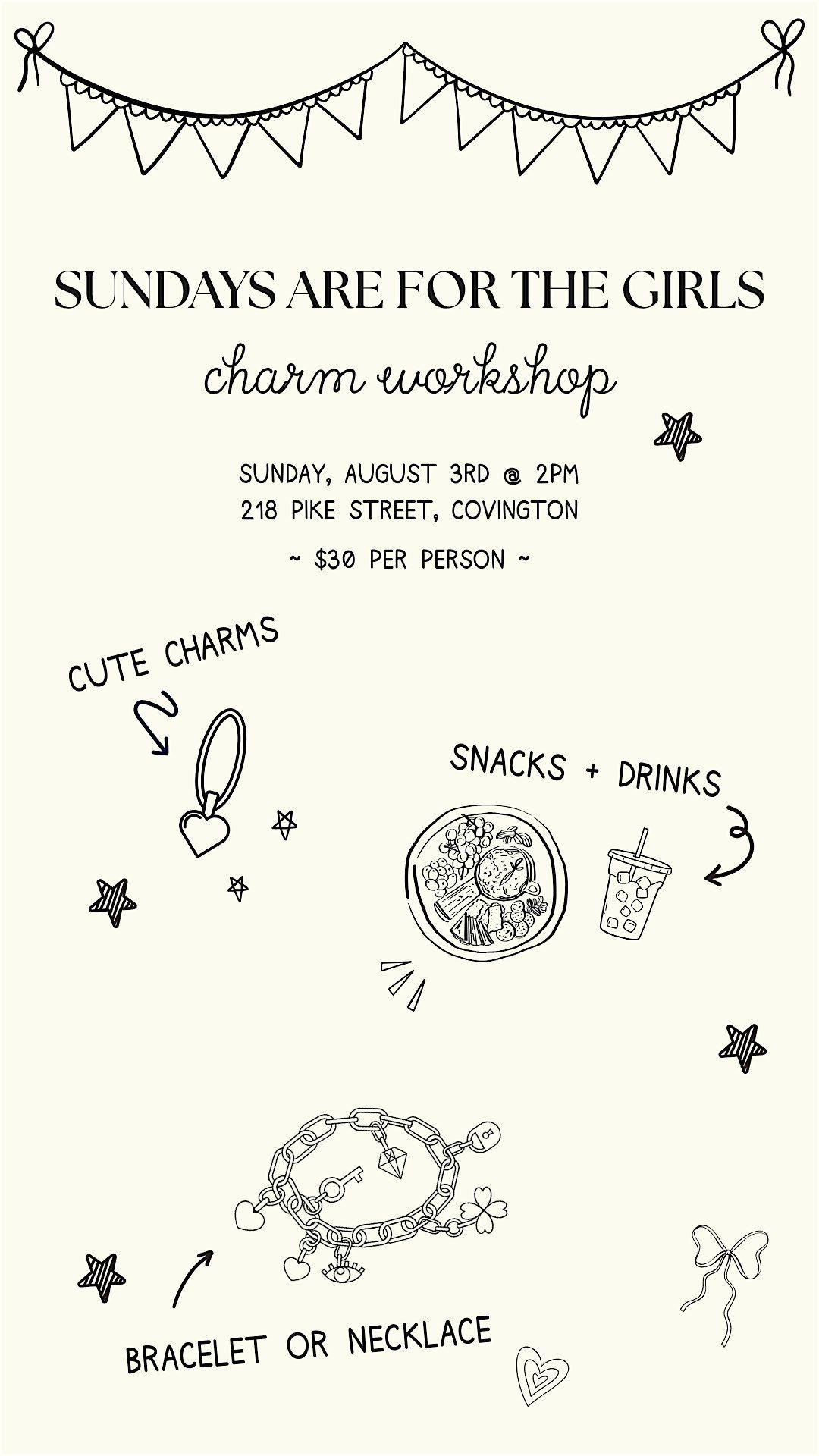 Charm Workshop with Refreshments, 3 August | Event in Covington | AllEvents