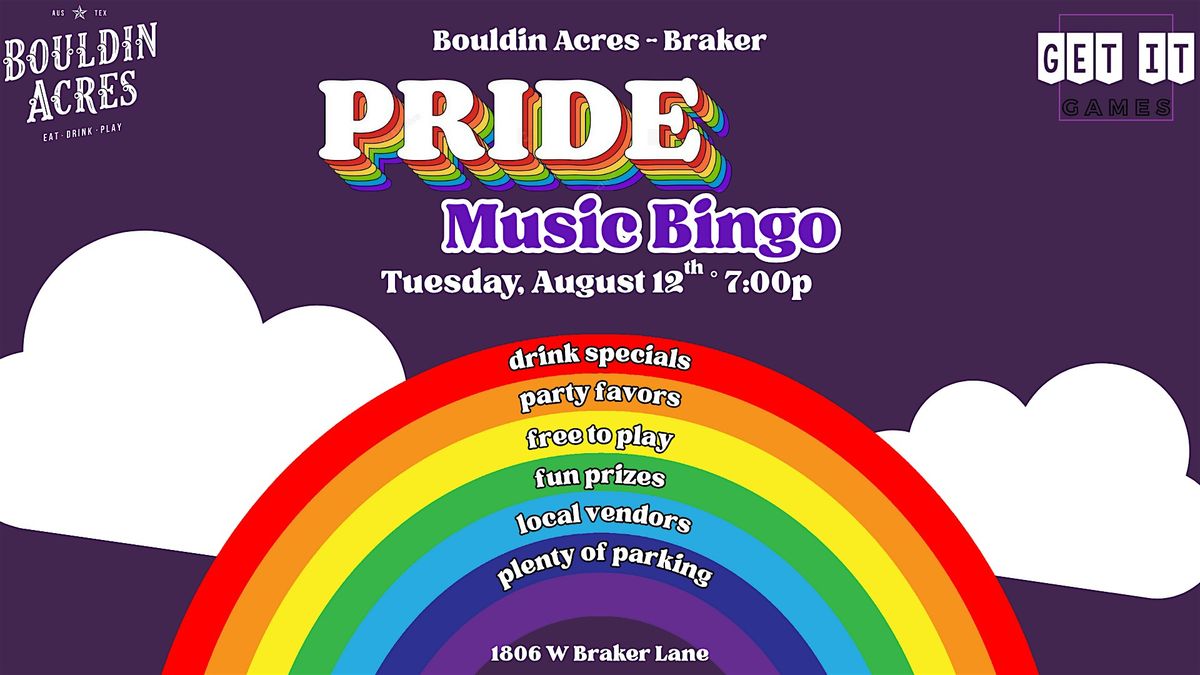 Bouldin Acres PRIDE Music Bingo, 12 August | Event in Austin | AllEvents