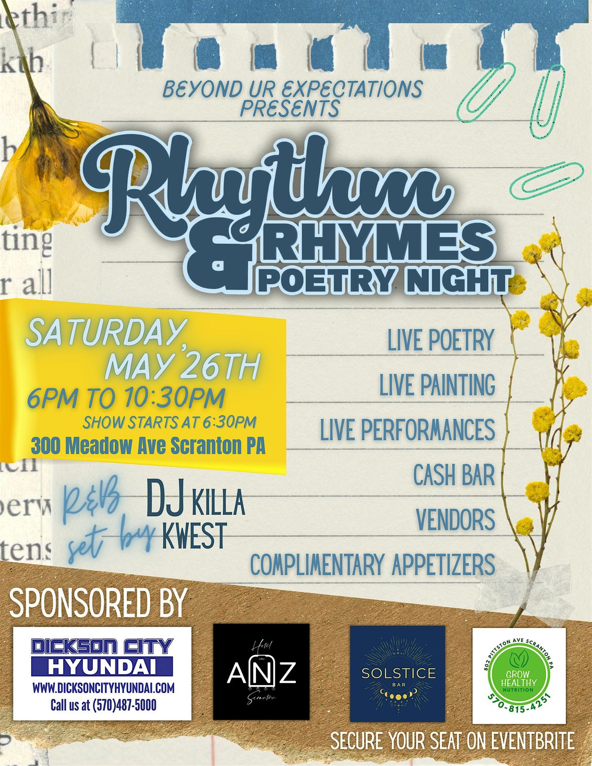 Rhythm & Rhymes Poetry Night, 24 May | Event in Scranton | AllEvents