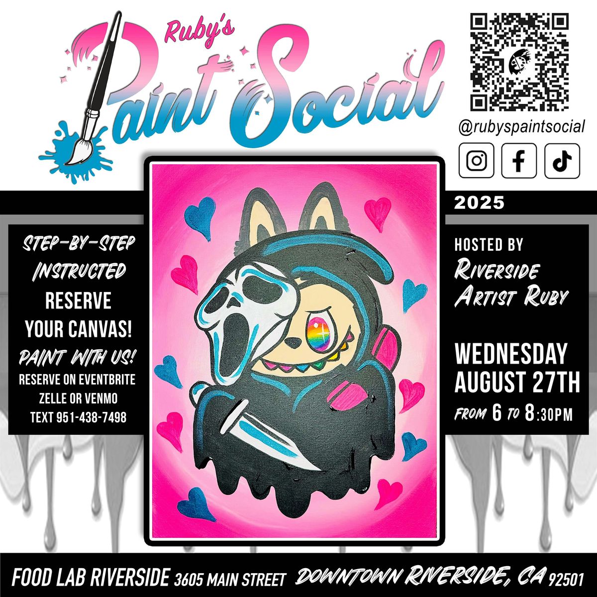 Paint n  Sip Party!! Ghostface-bubu!!, 27 August | Event in Riverside | AllEvents