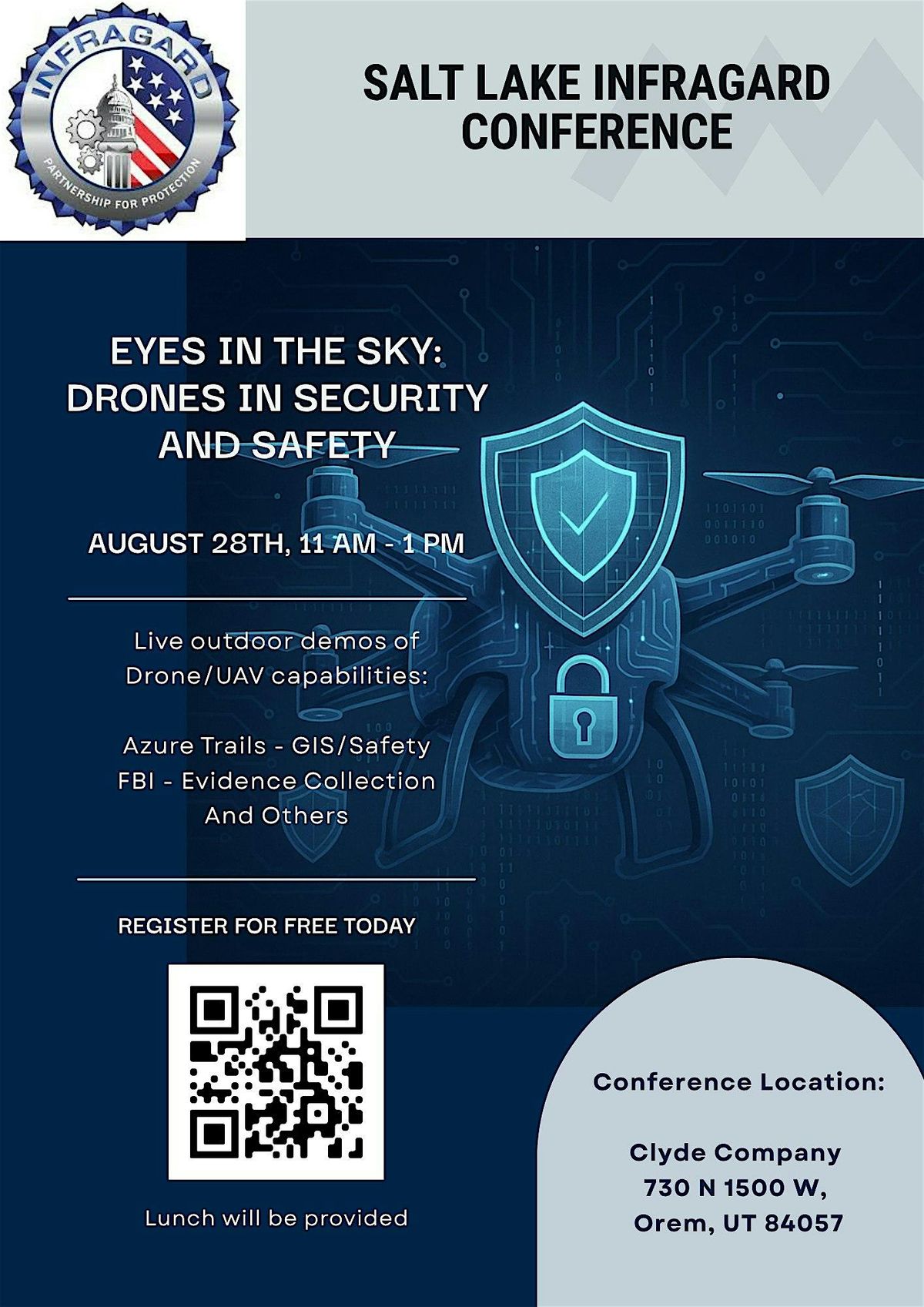 InfraGard Conference - Eyes in the Sky: Drones in Security and Safety, 28 August | Event in Orem | AllEvents