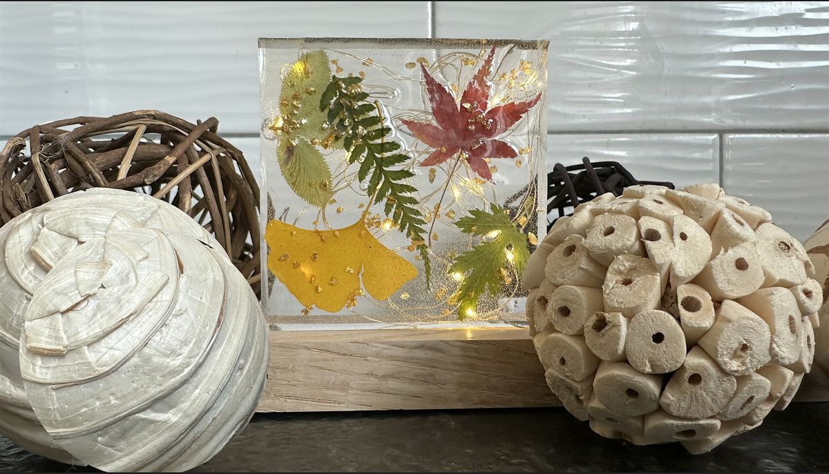 Pressed Fall Leaves in Resin with Lights Night Light  Paint  Sip Art Akron, 28 August | Event in Akron | AllEvents