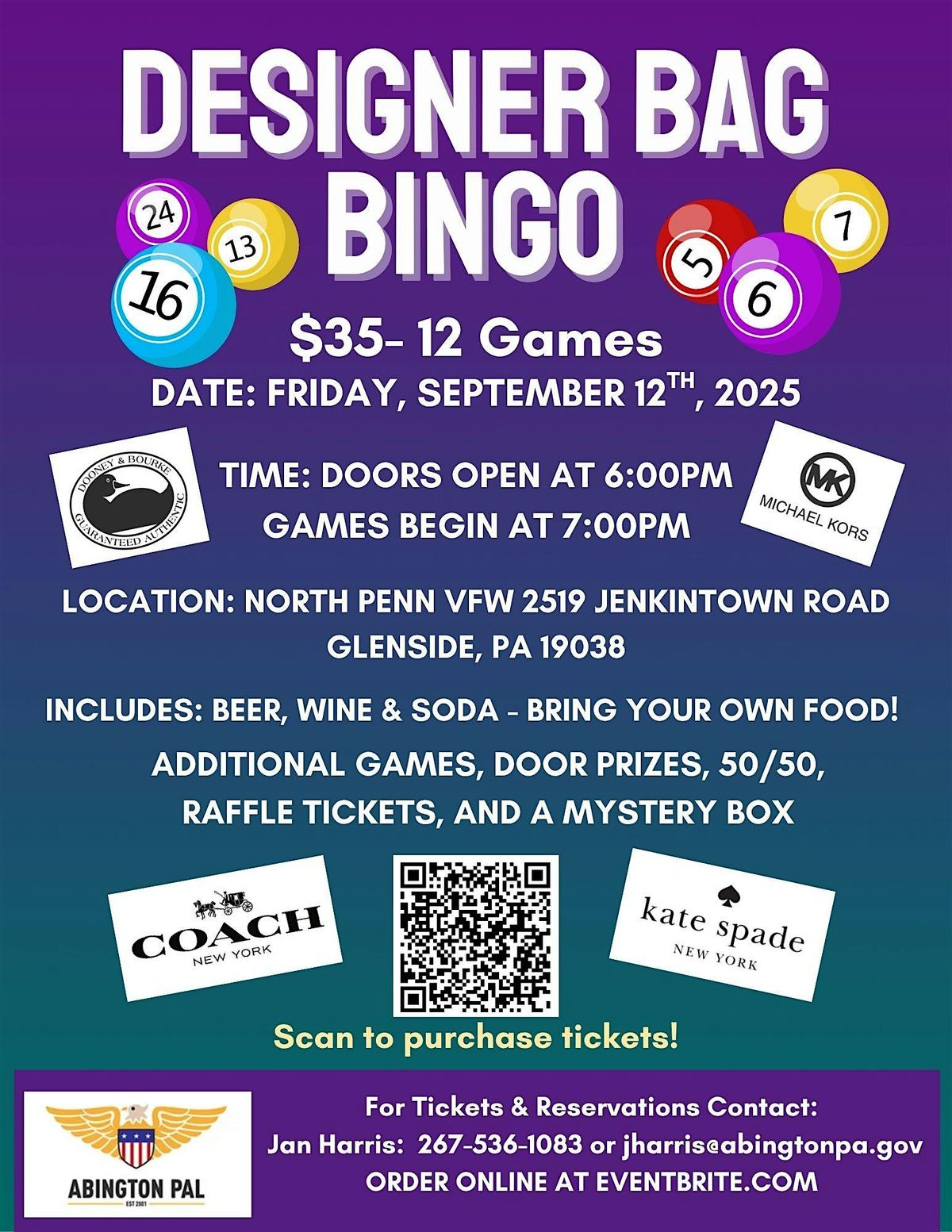 PAL Designer Bag Bingo, 12 September | Event in Glenside | AllEvents
