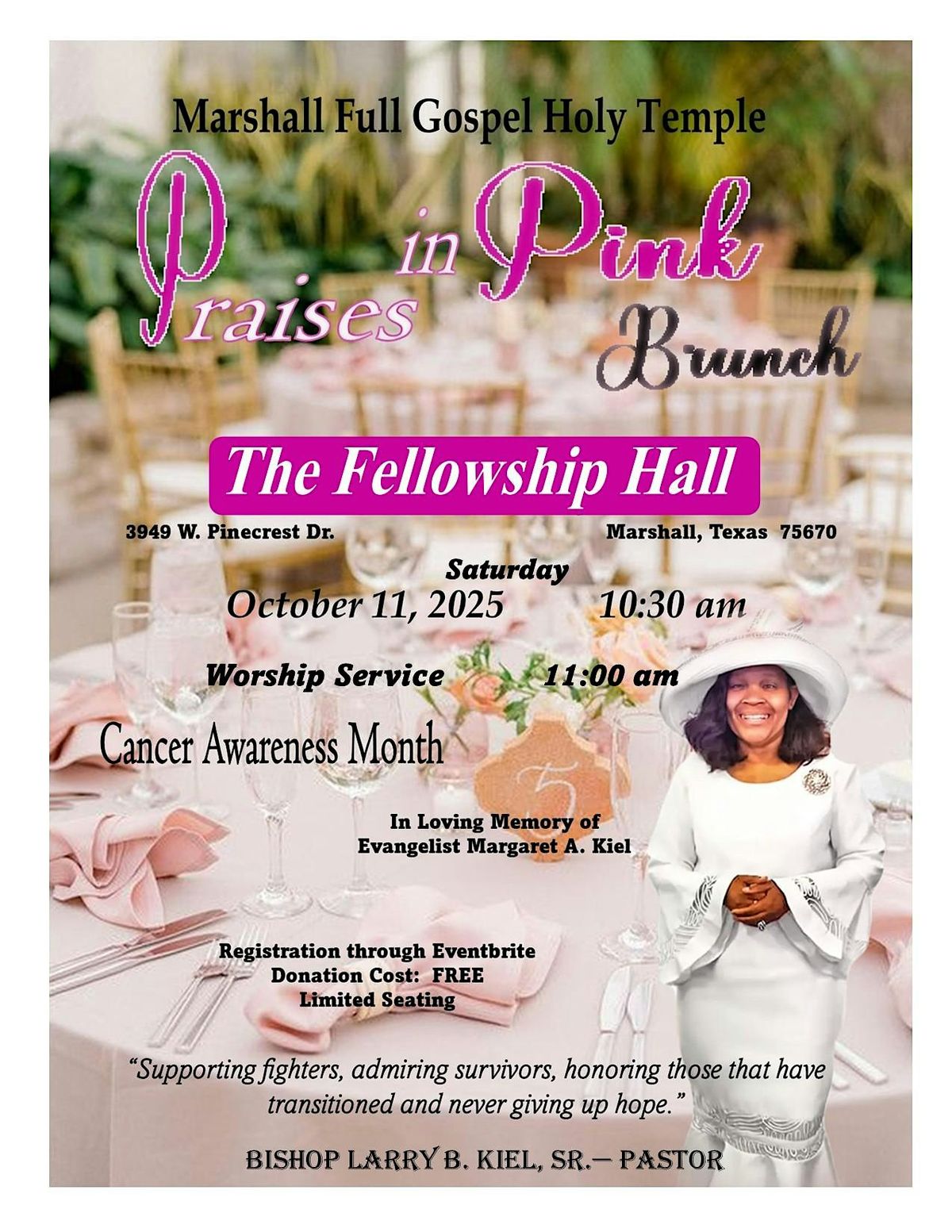 MFGHT Praises In Pink, 11 October | Event in Marshall | AllEvents
