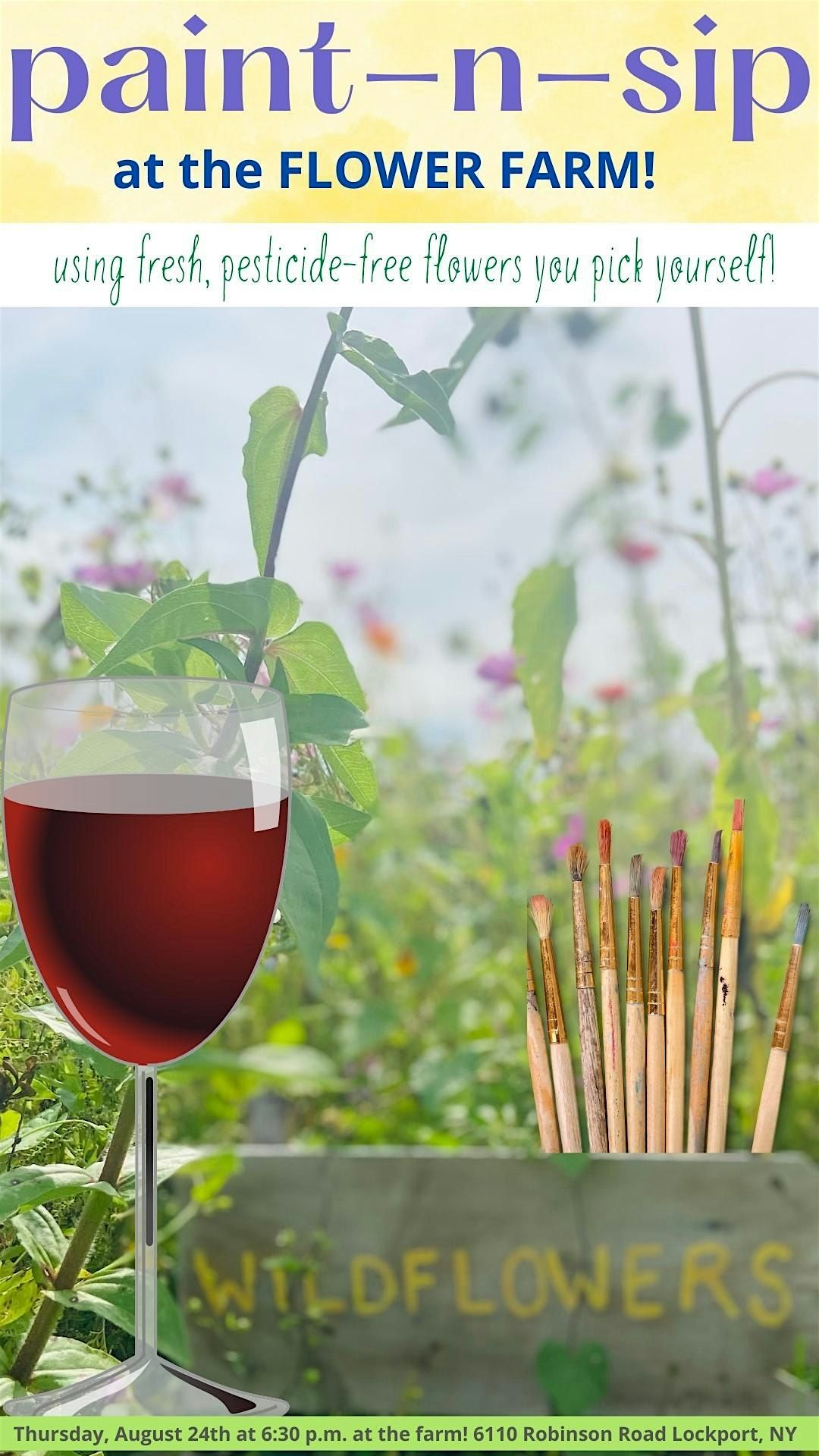 PICK, PAINT-N- SIP at the Flower Farm!, 25 August | Event in Lockport | AllEvents