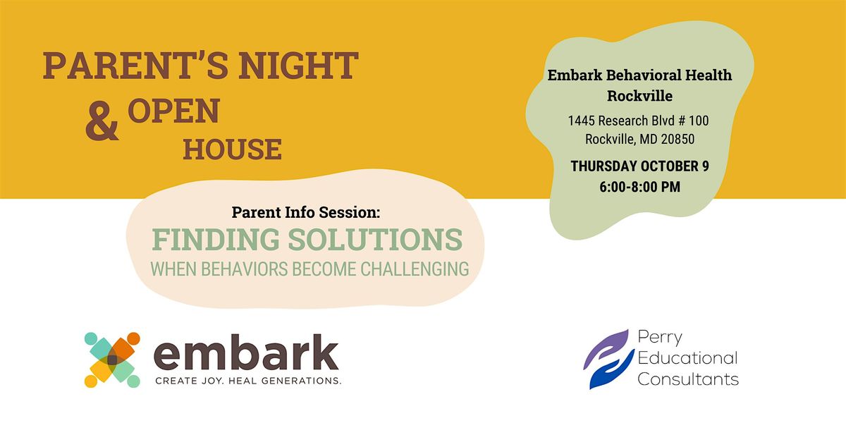 Embark & Perry Educational Consultants Parent's Night & Open House, 9 October | Event in Rockville