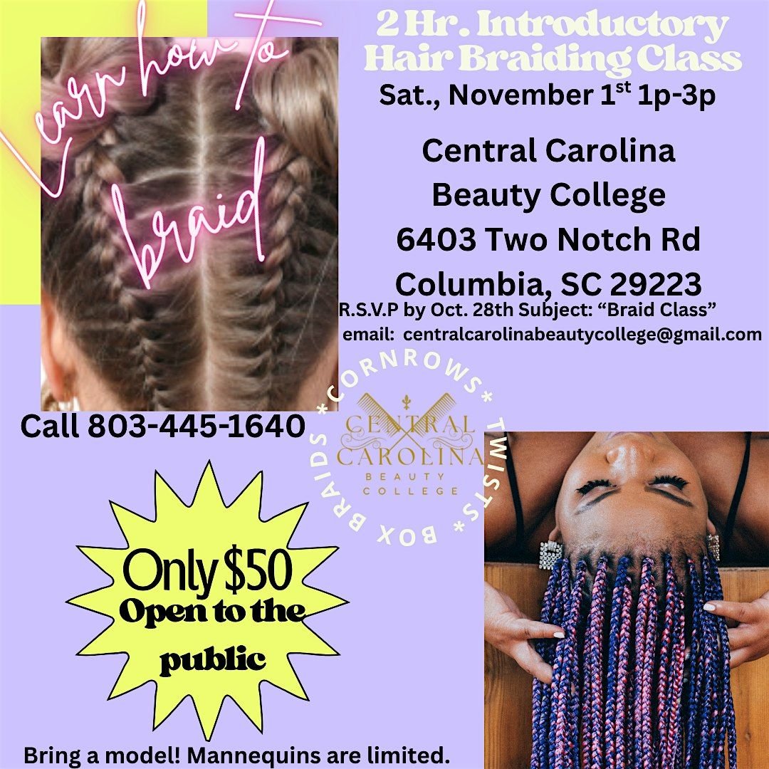 2-Hr. Intro Braiding Class-Open to Public, 1 November | Event in Columbia | AllEvents