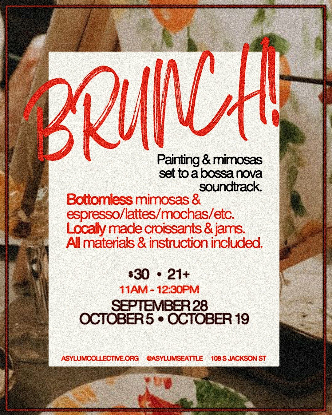 BRUNCH & BRUSH - BOTTOMLESS MIMOSAS & ESPRESSO!, 19 October | Event in Seattle | AllEvents