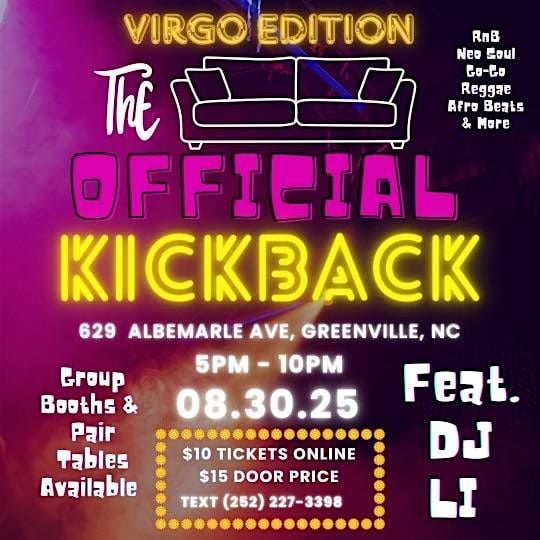 OFFICIAL KICKBACK DAY PARTY: VIRGO EDITION, 30 August | Event in Greenville | AllEvents