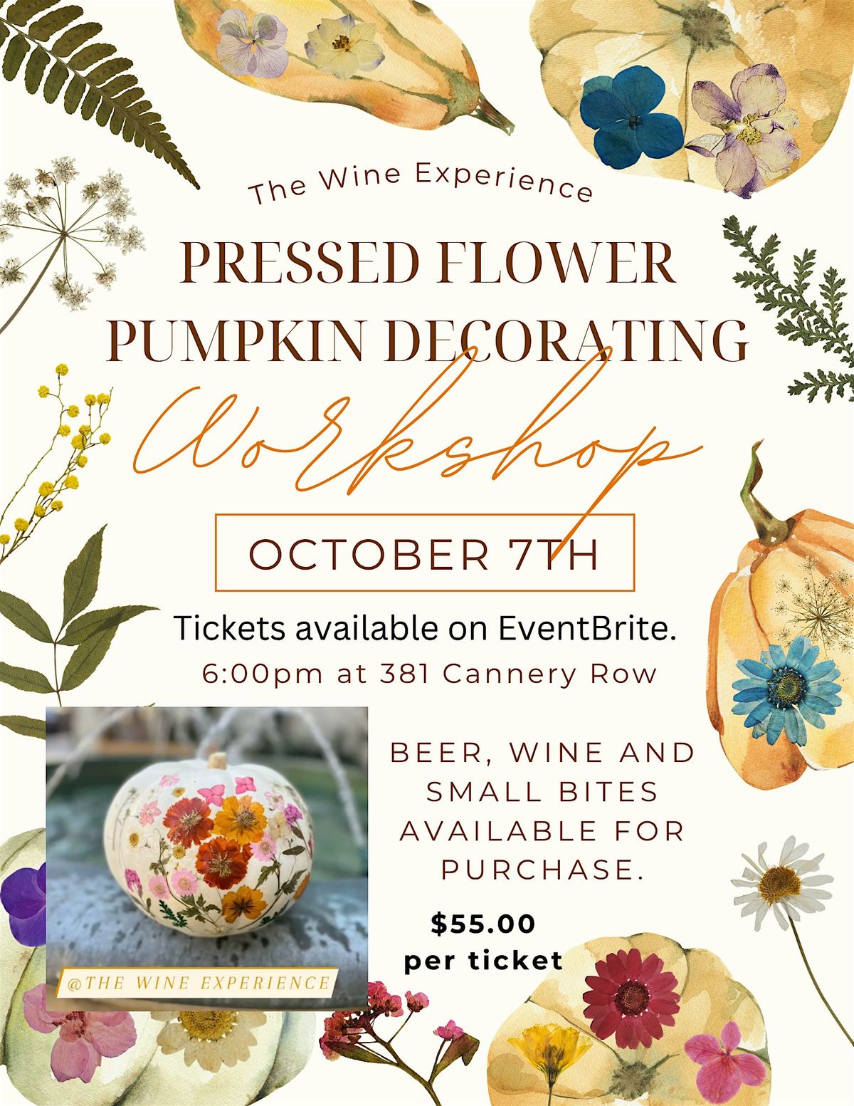 Pressed Flower Pumpkin Decorating Workshop, 7 October | Event in Monterey | AllEvents