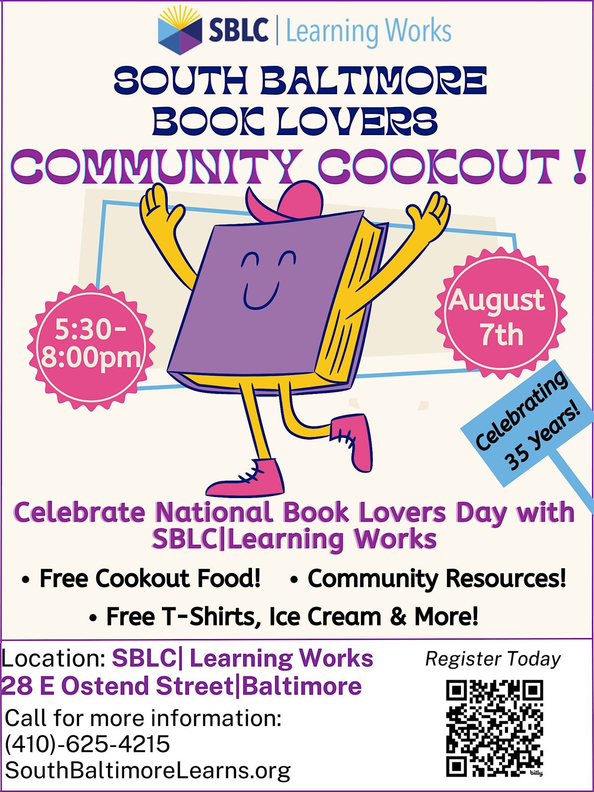 South Baltimore Book Lovers Community Cookout 2025, 7 August | Event in Baltimore | AllEvents