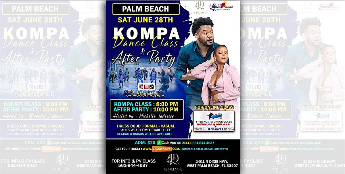 PALM BEACH  KOMPA / WAISTLINE DANCE CLASS & AFTER PARTY, SAT JUNE 28TH, 28 June | Event in West Palm Beach