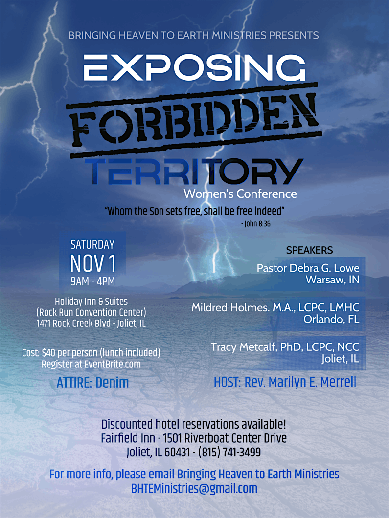 Exposing Forbidden Territory Women's Conference, 1 November | Event in Joliet | AllEvents