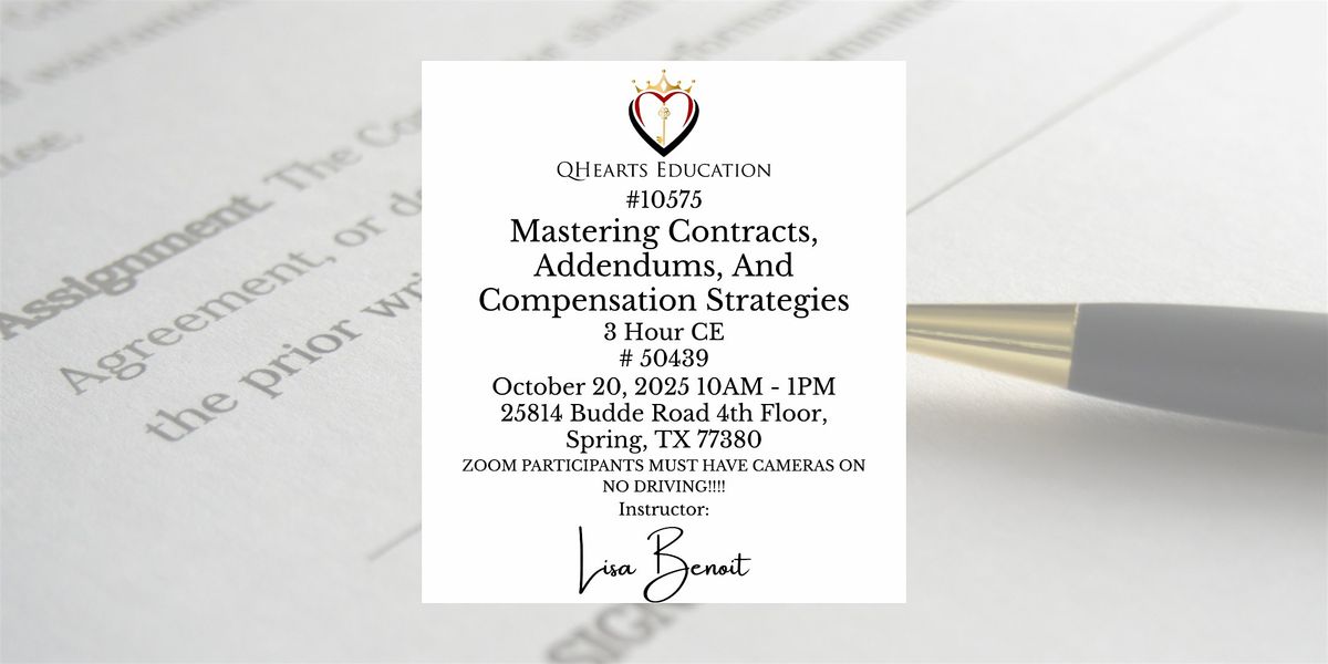 Mastering Contracts, Addendums, And Compensation Strategies, 20 October | Event in Spring | AllEvents