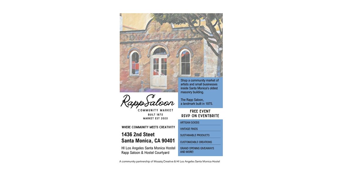 Monthly Market | Santa Monica Rapp Saloon Community Market, 7 June | Event in Santa Monica | AllEvents