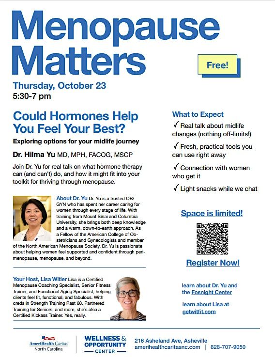 Join ACNC for MENOPAUSE MATTERS: Real talk. Real support. Real community., 23 October | Event in Asheville