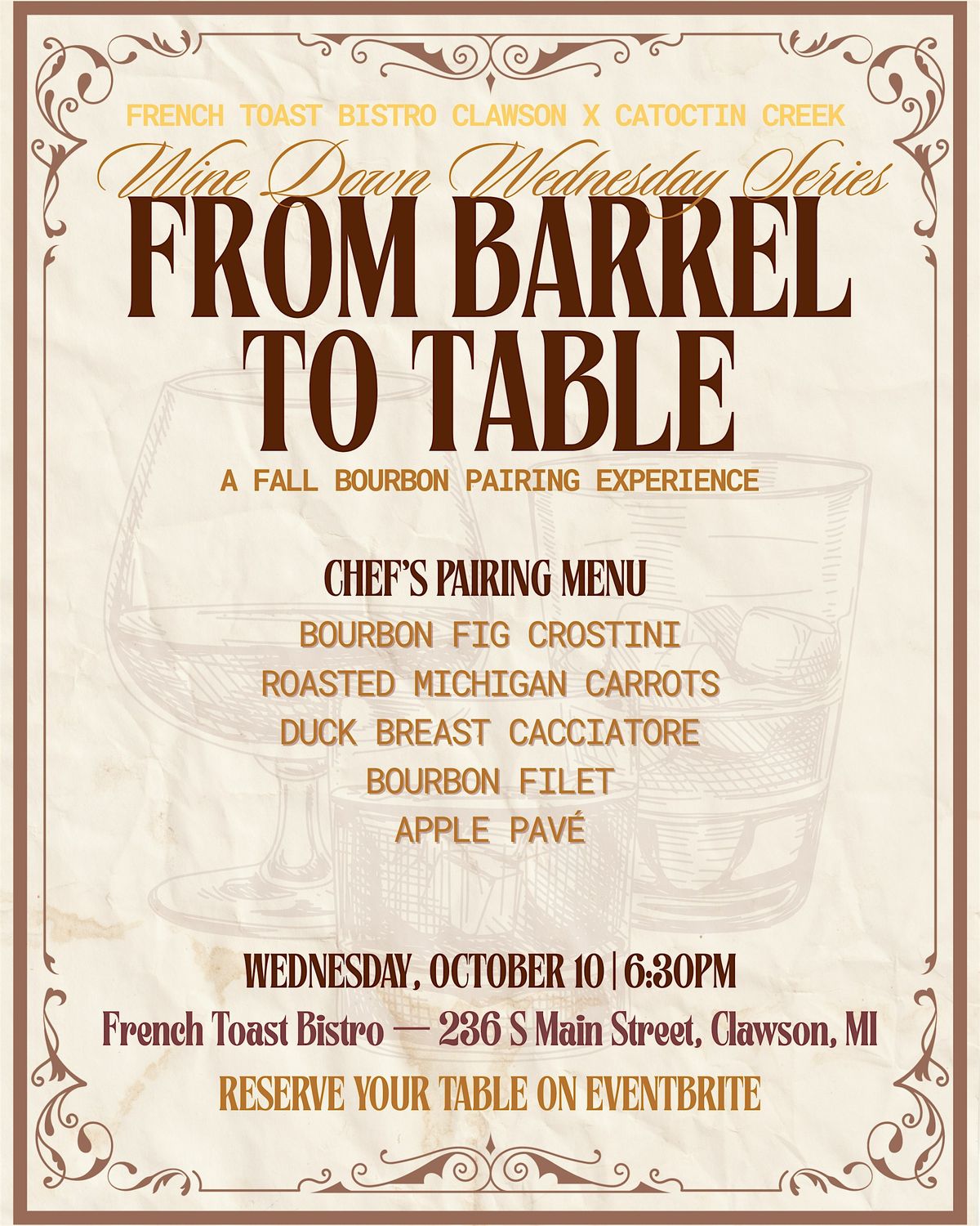 From Barrel to Table: A Fall Bourbon Pairing Experience, 8 October | Event in Clawson | AllEvents