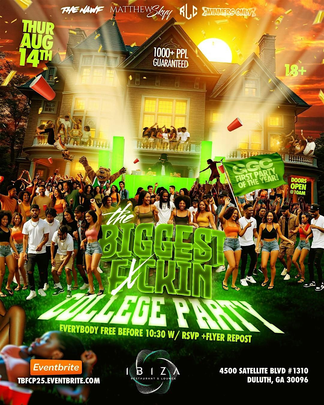 THE BIGGEST FXCKIN COLLEGE PARTY, 14 August | Event in Duluth | AllEvents