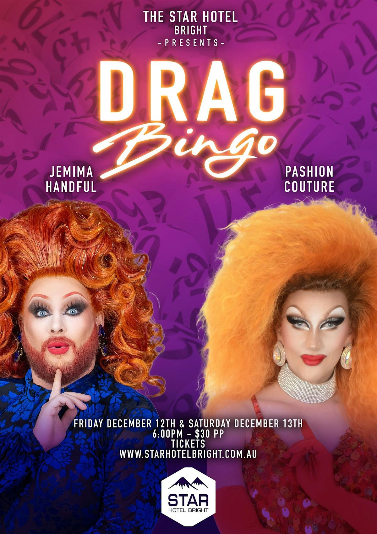Drag Bingo with Pashion Couture & Jemima Handful, 13 December | Event in Bright | AllEvents