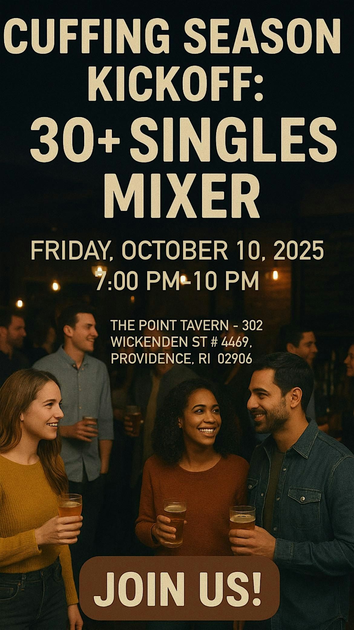 Cuffing Season Kickoff - 30s+ Singles Mixer, 10 October | Event in Providence | AllEvents