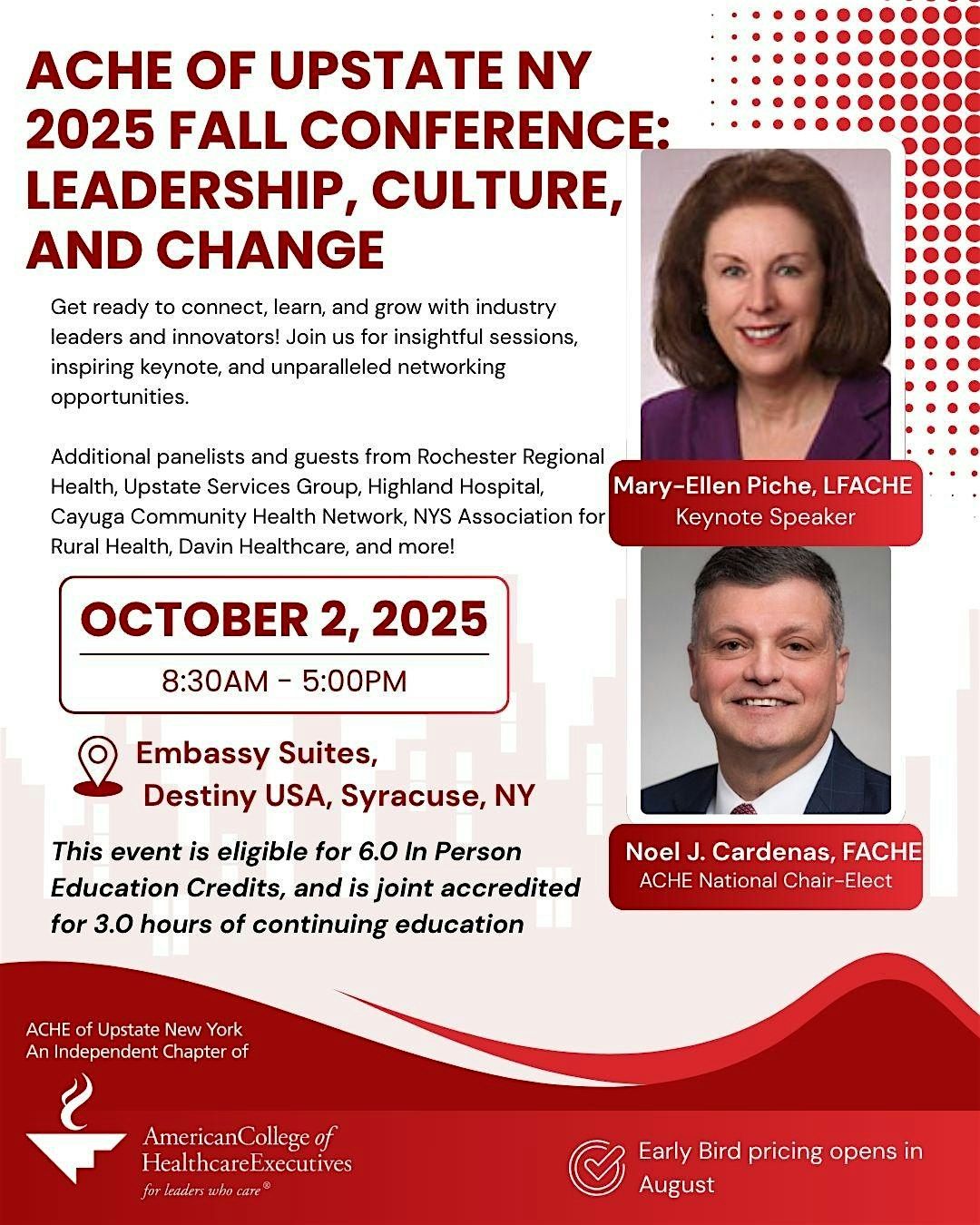 ACHE of Upstate NY 2025 Fall Conference, 2 October | Event in Syracuse | AllEvents