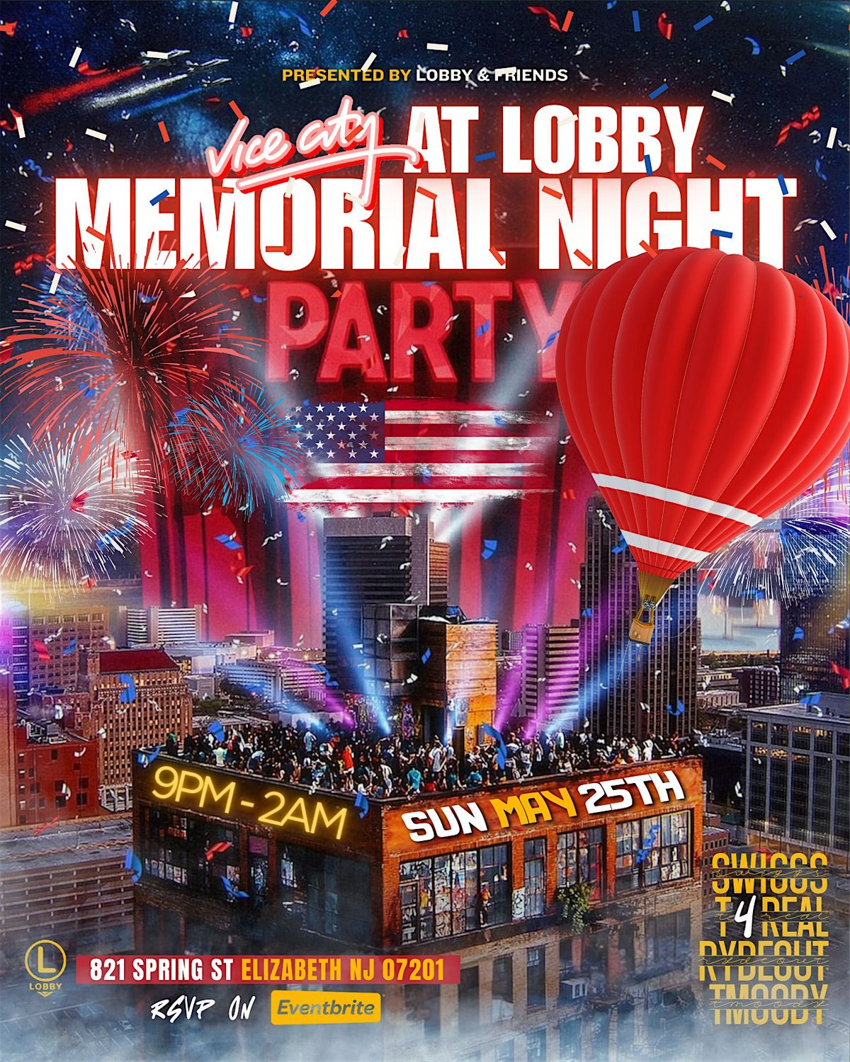 VICE CITY AT LOBBY MEMORIAL NIGHT PARTY, 25 May | Event in Elizabeth | AllEvents
