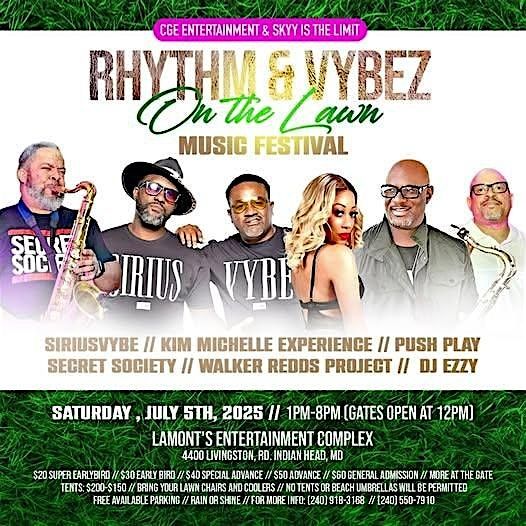 RHYTHM & VYBEZ "On The Lawn", 5 July | Event in Indian Head | AllEvents