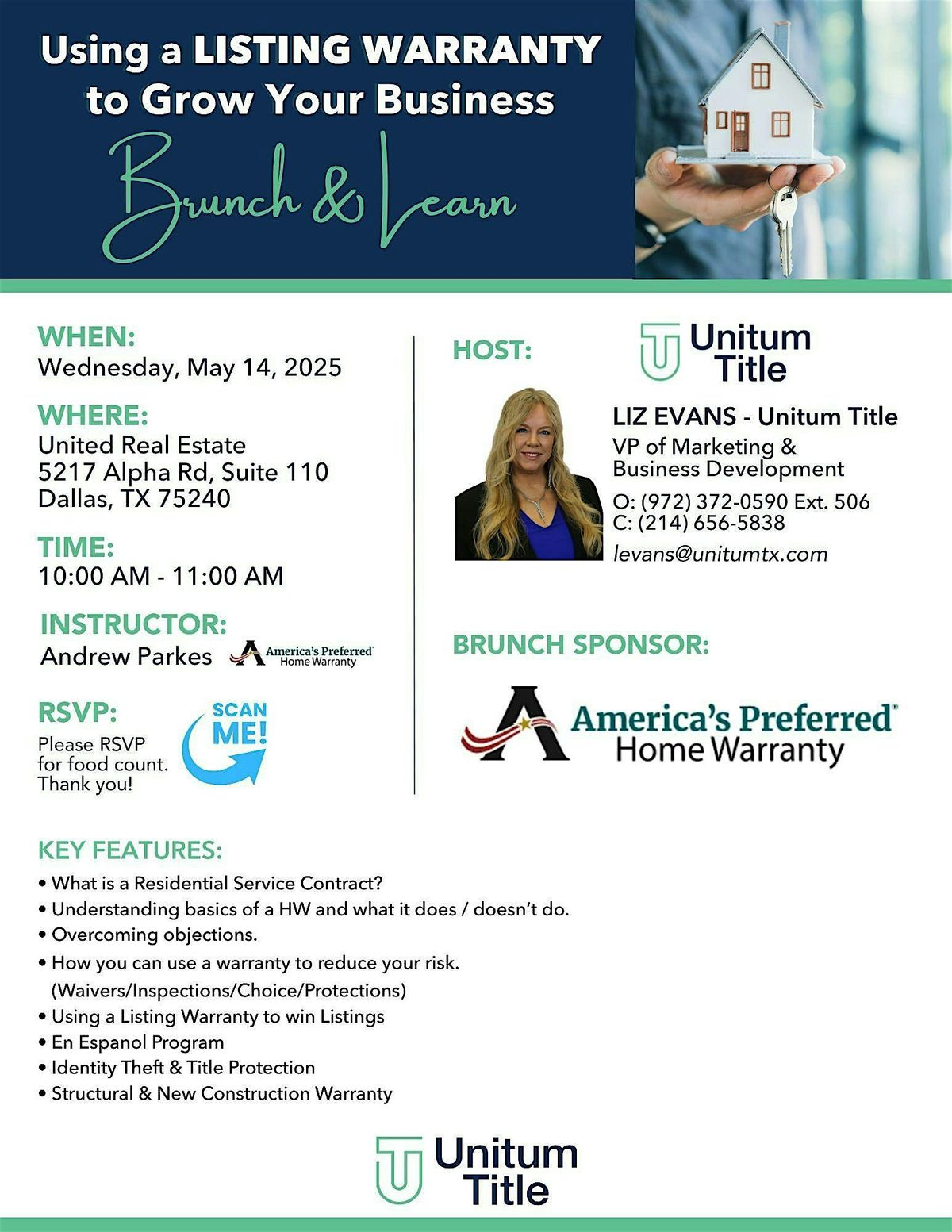 Using a LISTING WARRANTY to Grow Your Business Brunch & Learn, 14 May | Event in Dallas | AllEvents