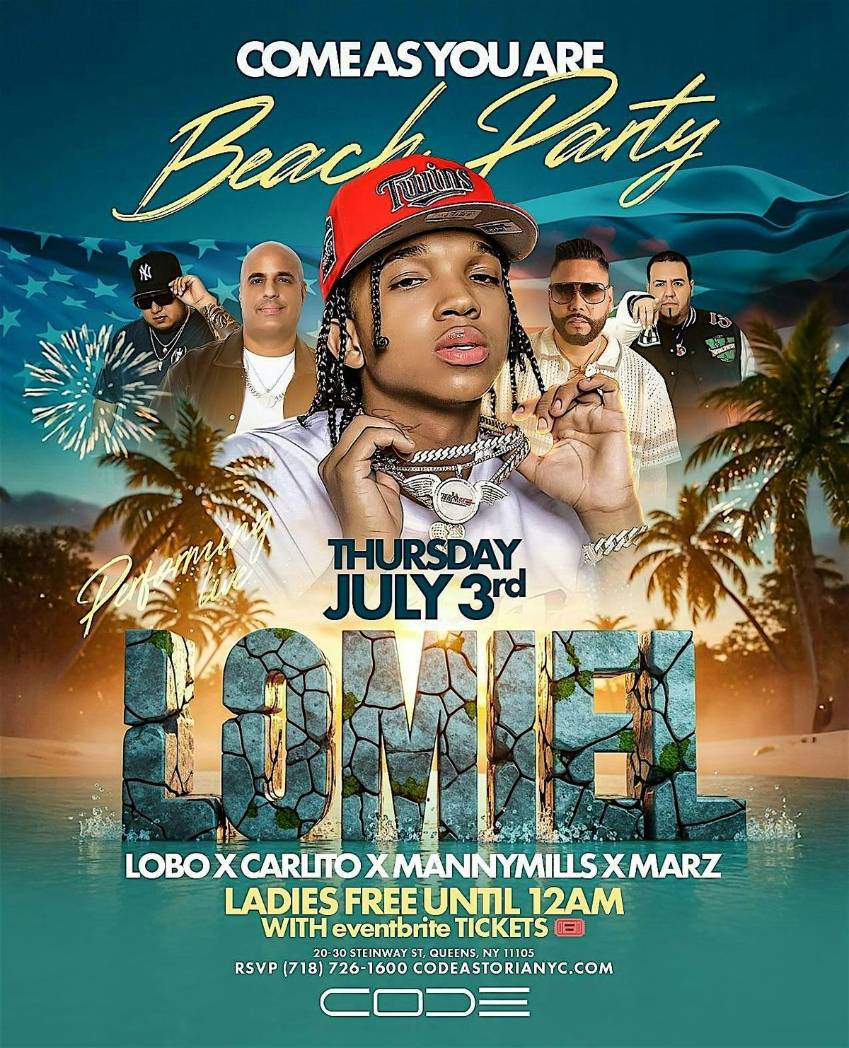 THURSDAY JULY 3RD PRE-INDEPENDENCE BEACH PARTY W/ LOMIEL LIVE @ "CODE" QNS, 3 July | Event in Queens
