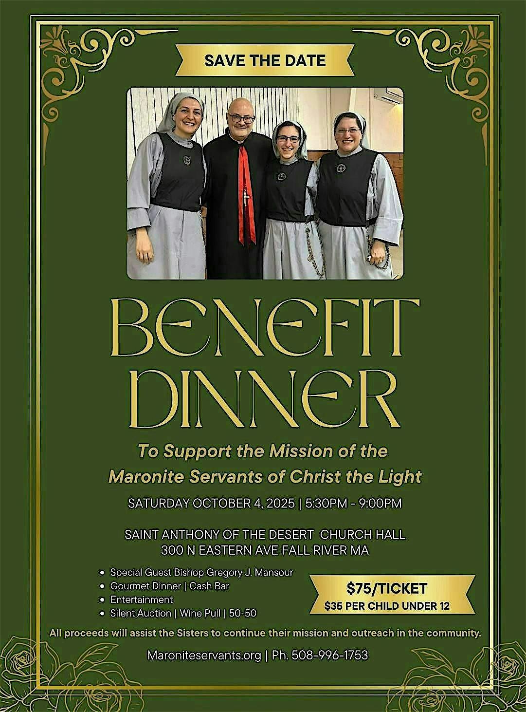 Maronite Servants Benefit Dinner, 4 October | Event in Fall River | AllEvents