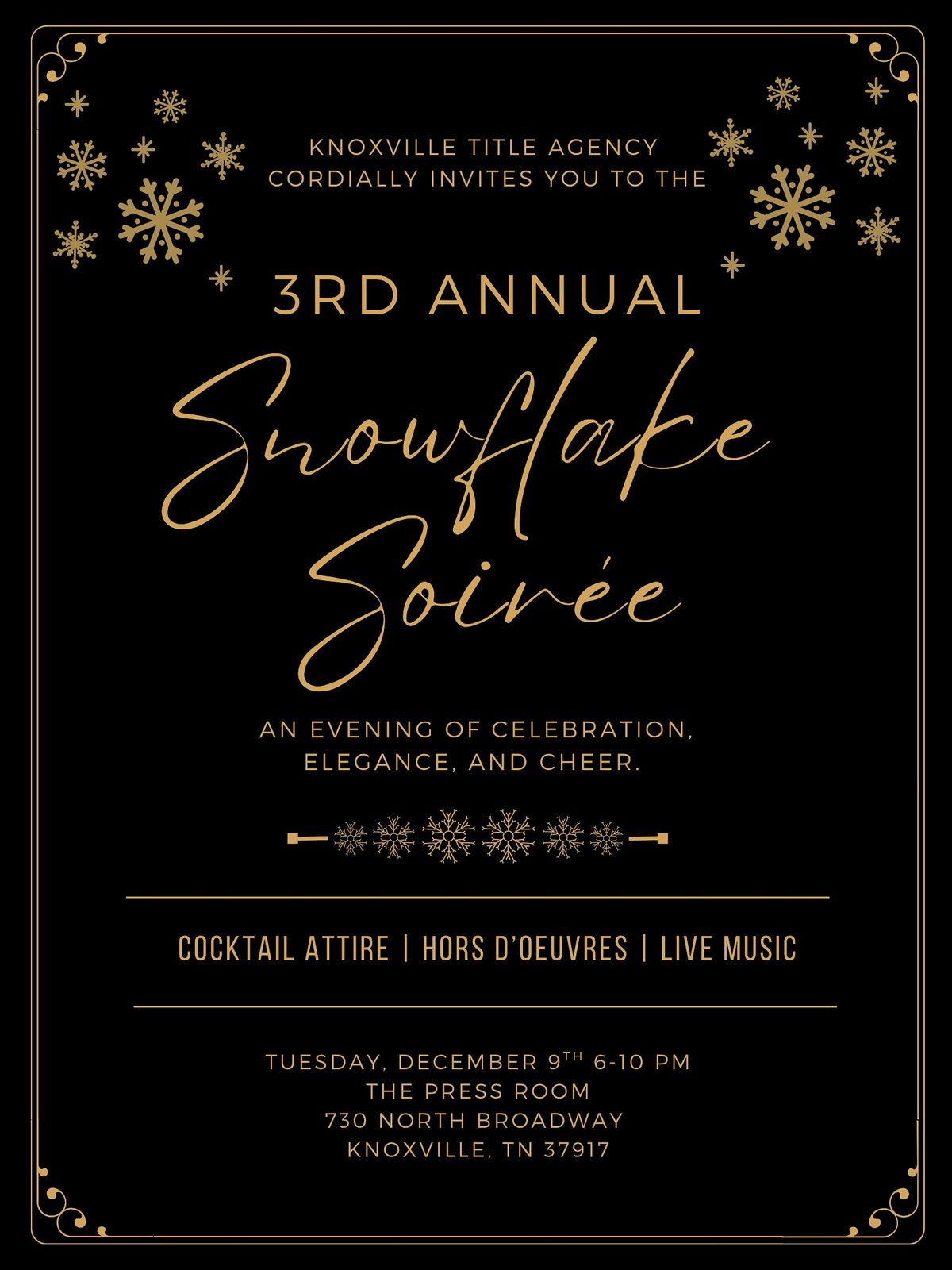 Knoxville Title Agency's 3rd Annual Snowflake Soirée, 9 December | Event in Knoxville | AllEvents