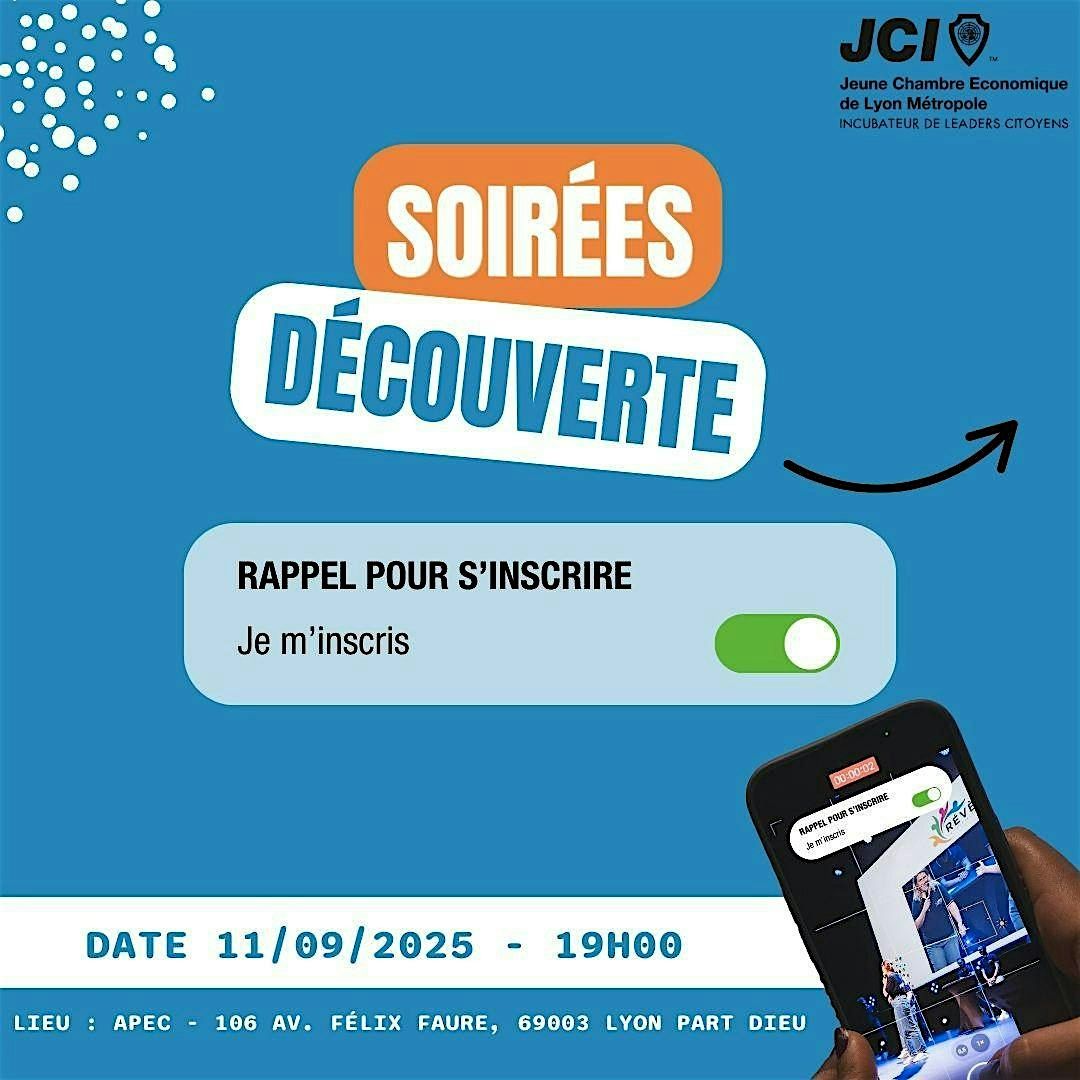 Soirée découverte - JCE Lyon Métropole, 11 September | Event in Lyon | AllEvents