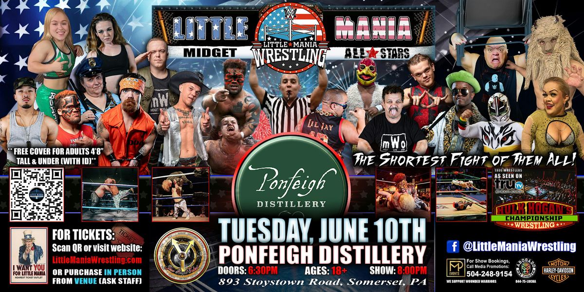 Somerset, PA - Little Mania Midget Wrestling @ Ponfeigh Distillery, 10 June | Event in Somerset | AllEvents