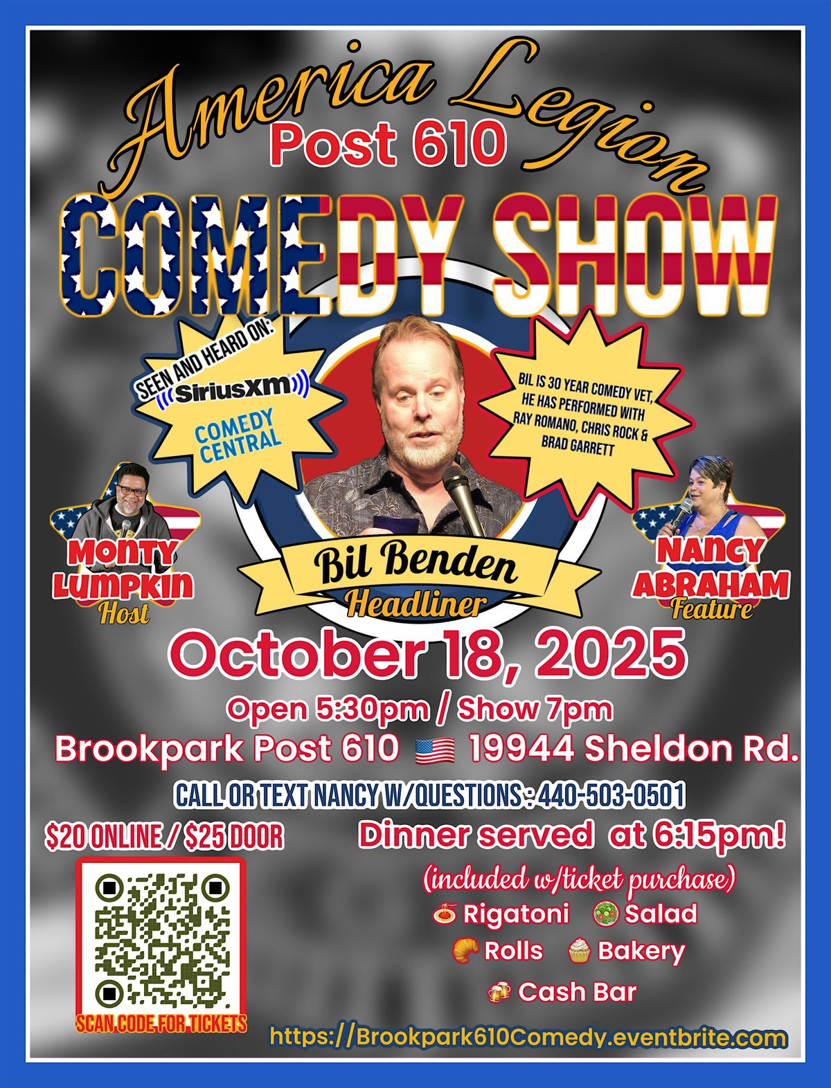 American Legion Post 610 Comedy Show, 18 October | Event in Brook Park | AllEvents