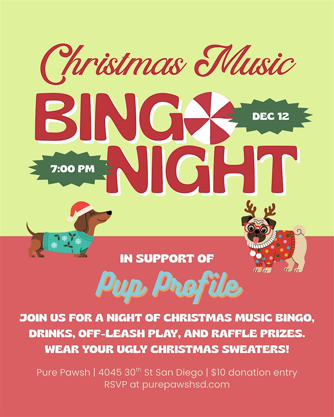Christmas Music Bingo: Fundraiser for Pup Profile, 12 December | Event in San Diego | AllEvents