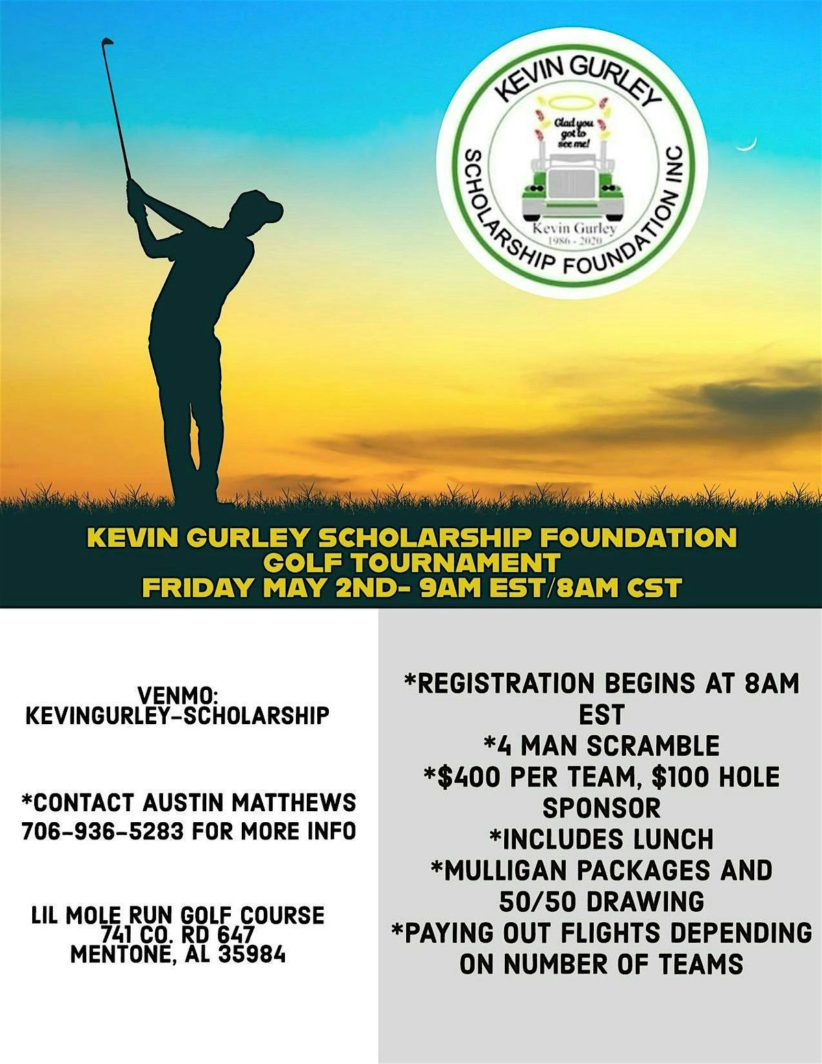 Kevin Gurley Scholarship Foundation Golf Tournament | Event in Mentone | AllEvents