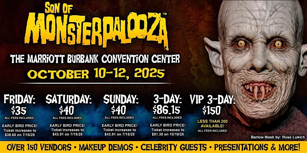 SON OF MONSTERPALOOZA - Burbank - 2025, 10 October | Event in Burbank | AllEvents