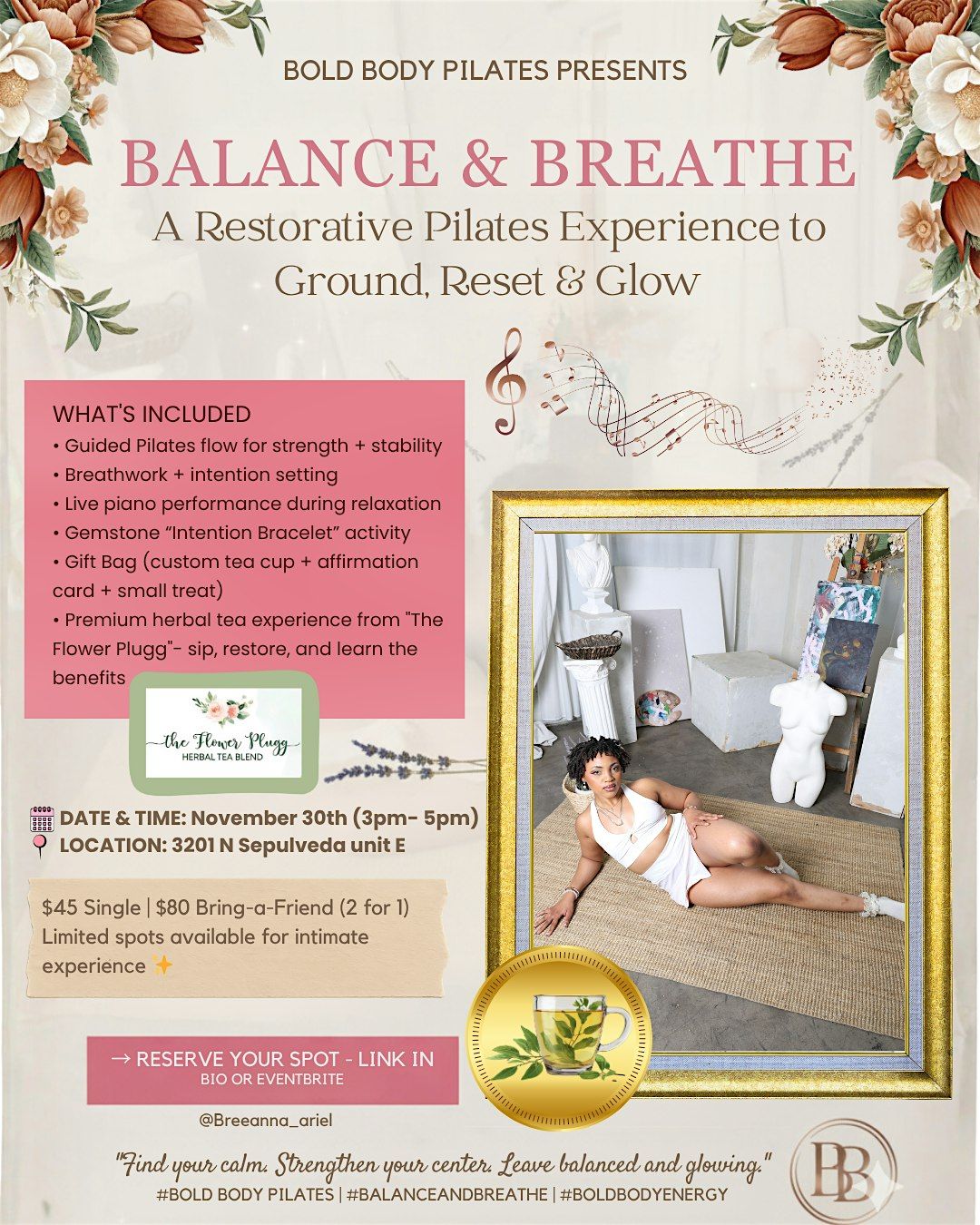 Balance and Breathe- a restorative pilates and wellness experience, 30 November | Event in Manhattan Beach