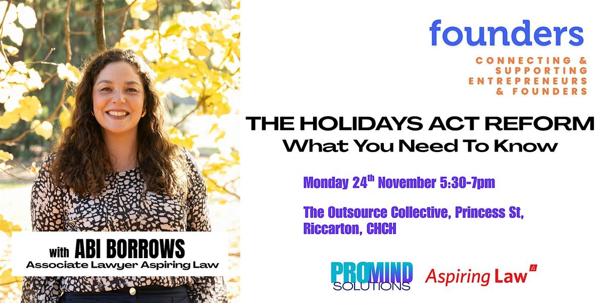 The Holidays Act Reform - What you need to know. | Event in Christchurch | AllEvents