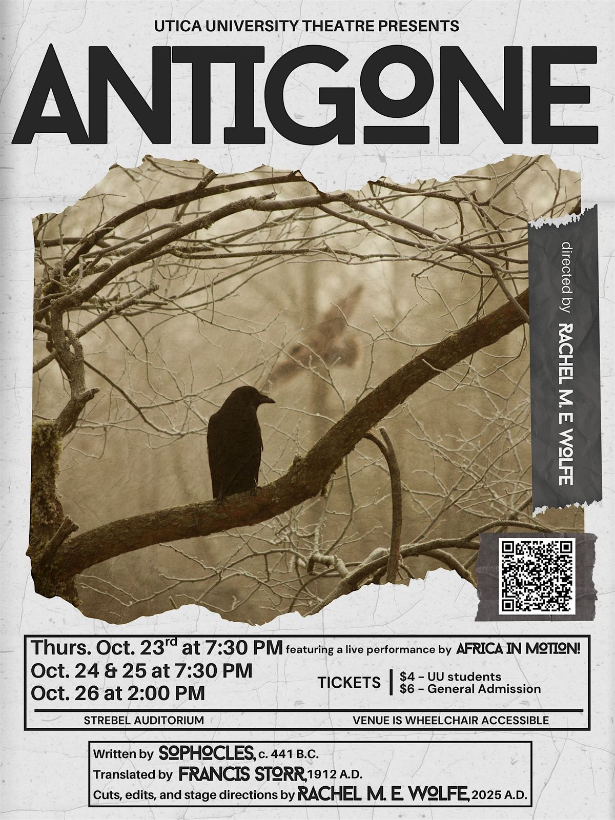 Antigone Thursday Night (Guest performance by AIM!  ONLY on this night), 23 October | Event in Utica | AllEvents