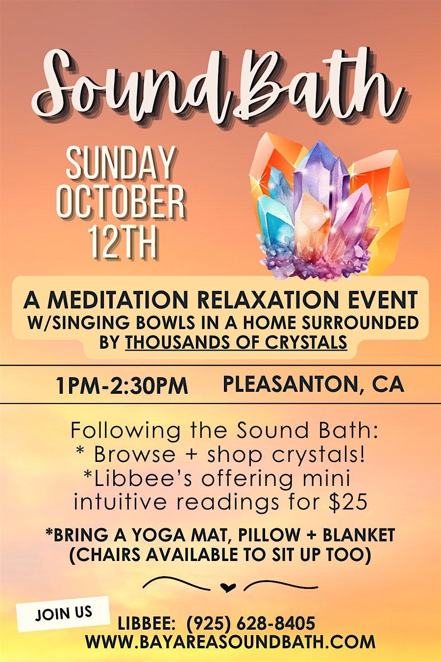 Sound Bath with 1000's of Crystals, 12 October | Event in Pleasanton | AllEvents